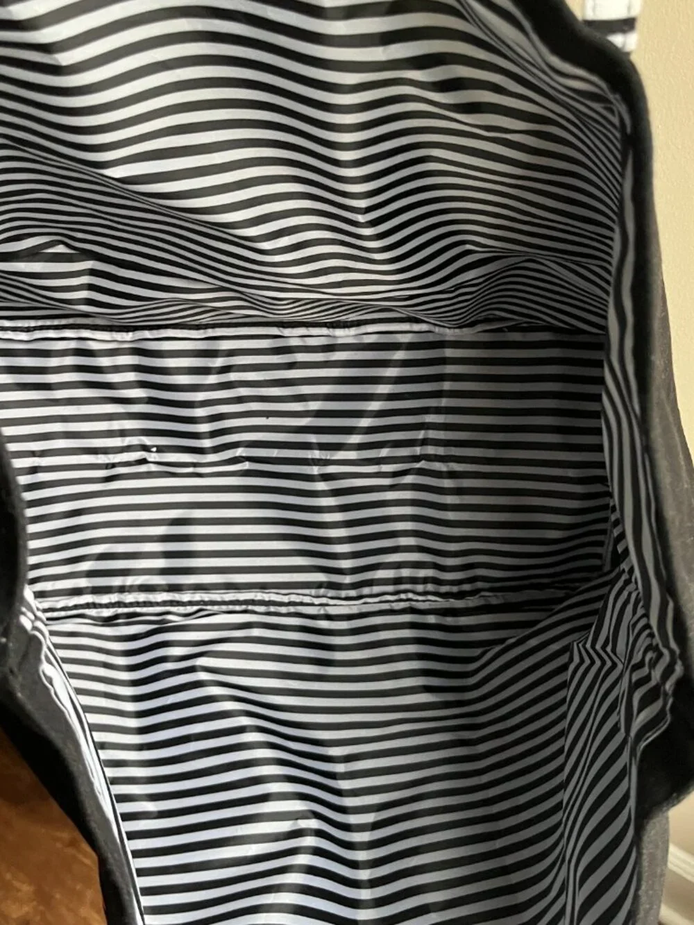 Victoria's Secret Black Canvas Beach summer travel Tote bag striped y2k oversize